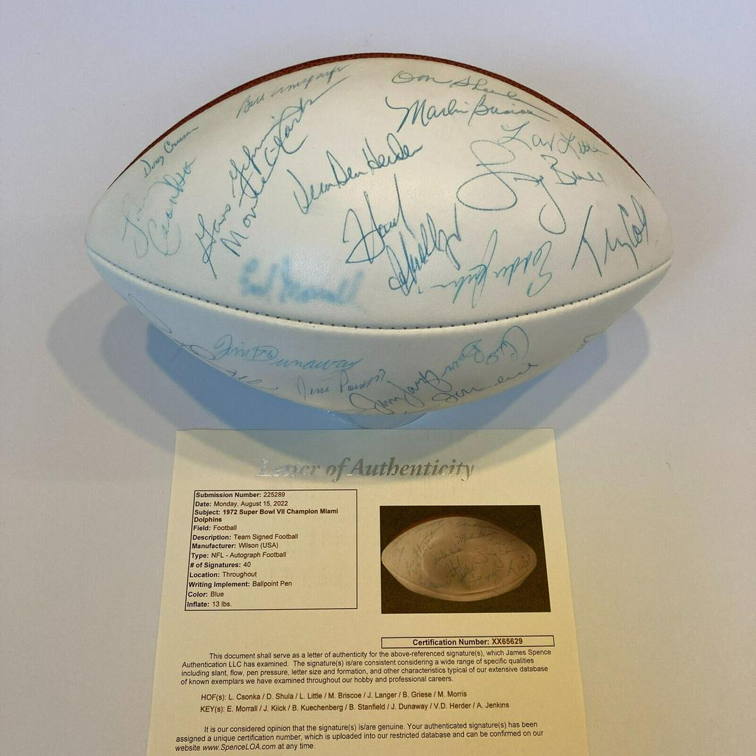 1972 Miami Dolphins Super Bowl Champs Team Signed Wilson Football 40 Sigs JSA (1 of 2)