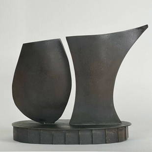 Brutalist Bronze Sheet Metal Sculpture by Homer Gunn, Signed/Richard Serra: Brutalist Bronze Sheet Metal Sculpture by Homer Gunn, Signed/Richard Serra