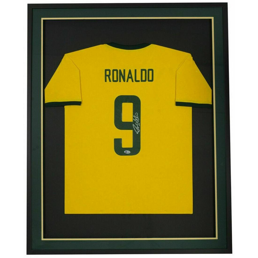 Ronaldo Signed Framed Custom Yellow CBD Soccer Jersey BAS ITP (1 of 1)
