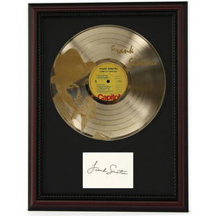 Frank Sinatra Cherry Wood Gold LP Record Framed Etched replica Signature Display C3: Frank Sinatra Cherry Wood Gold LP Record Framed Etched replica Signature Display C3