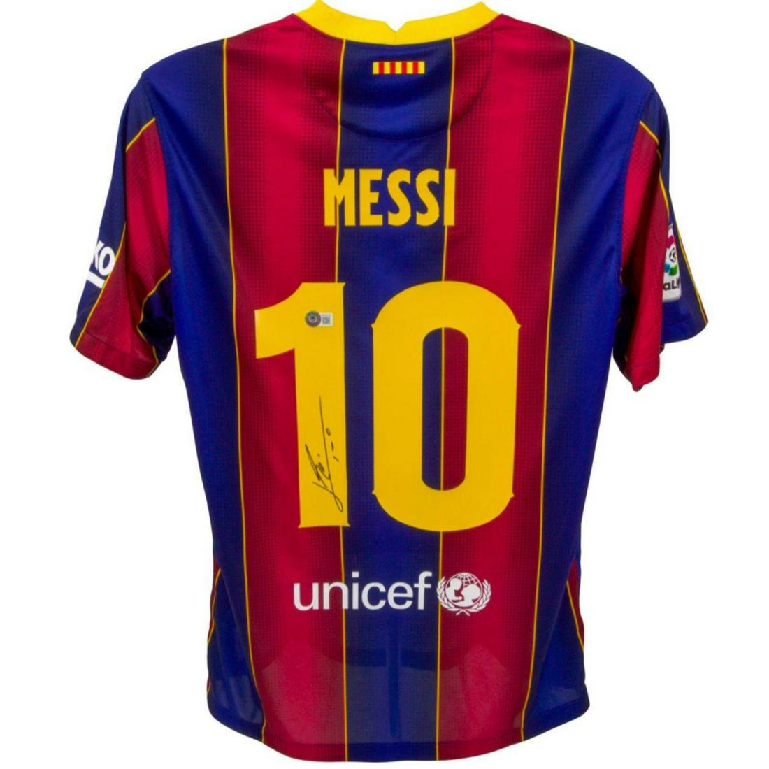 Lionel Messi Signed Barcelona Home Jersey (Beckett) (1 of 2)