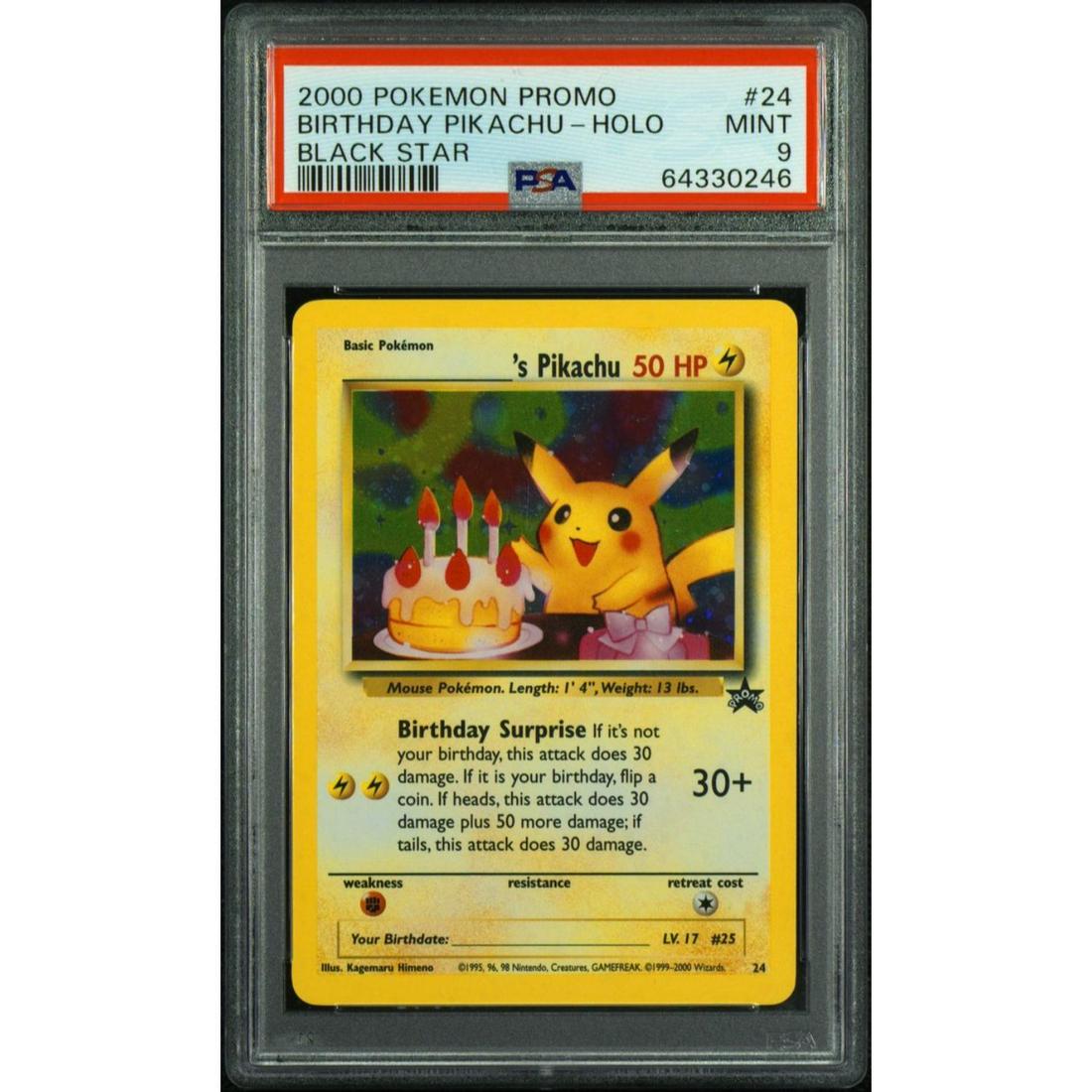 2000 Pokemon Black Star Promo Birthday Pikachu Holo PSA 9 (1 of 1)