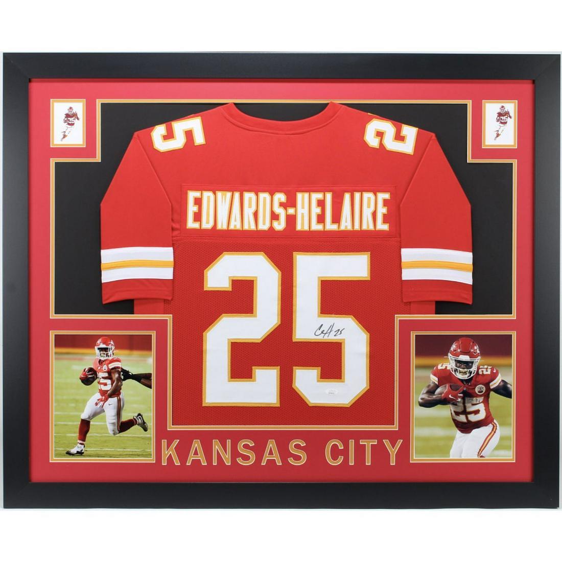 Clyde Edwards-Helaire Signed 35x43 Custom Framed Jersey (JSA COA) (1 of 1)