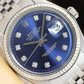 Mens 18k White Gold & Stainless Steel Rolex Datejust With A Blue Diamond DIal (1 of 8)