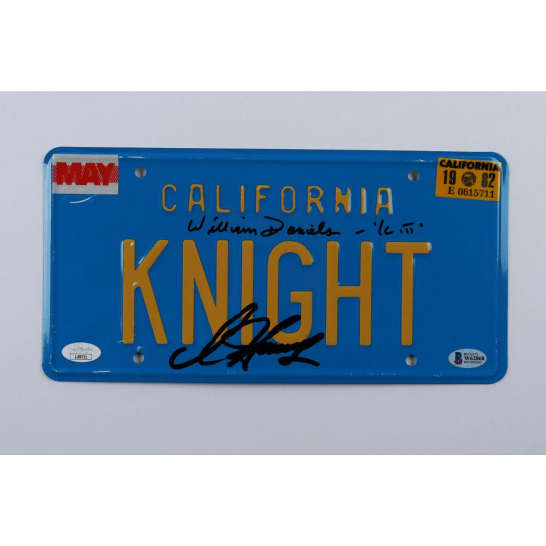 David Hasselhoff & William Daniels Signed "Knight Rider" 6x12 License Plate Inscribed "Kitt" (1 of 1)