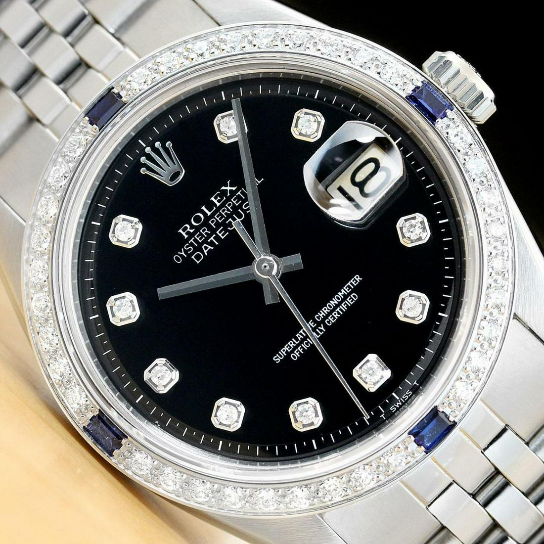 Mens 18k White Gold & Stainless Steel Rolex Datejust With A Black Diamond Dial & Sapphire Bezel (1 of 9)