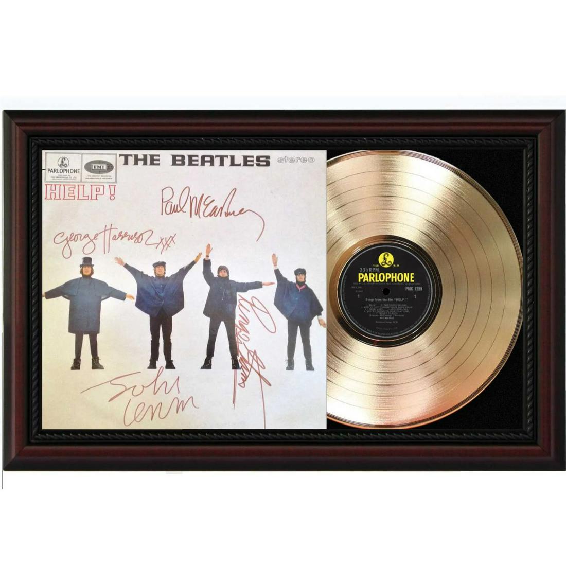 Beatles Help Cherry Wood Gold LP Record Framed Replica Signature Display Lennon McCartney M4 (1 of 1)