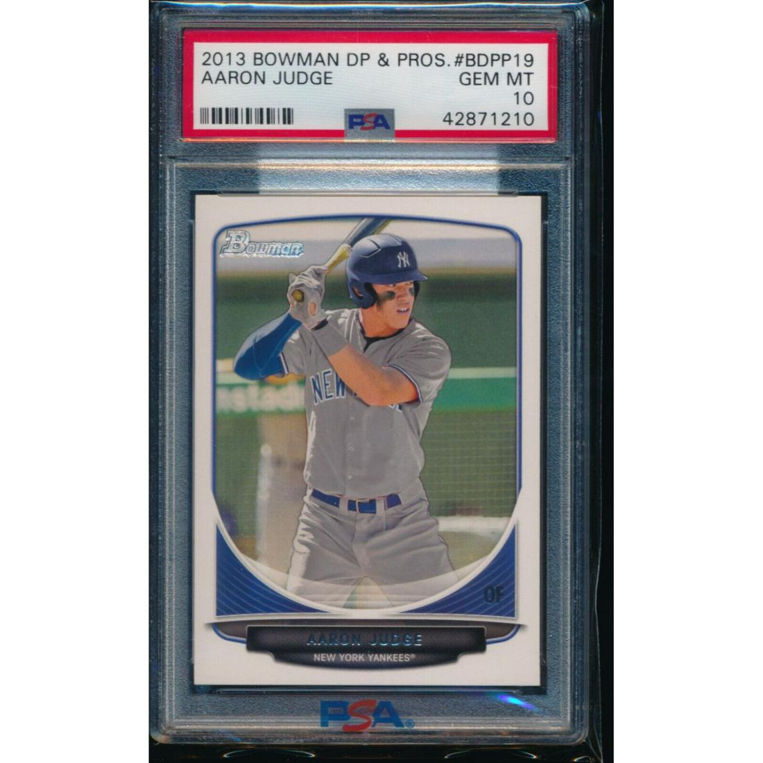 PSA 10 AARON JUDGE 1st 2013 BOWMAN DRAFT PICKS YANKEES ROOKIE CARD RC GEM MINT (1 of 1)