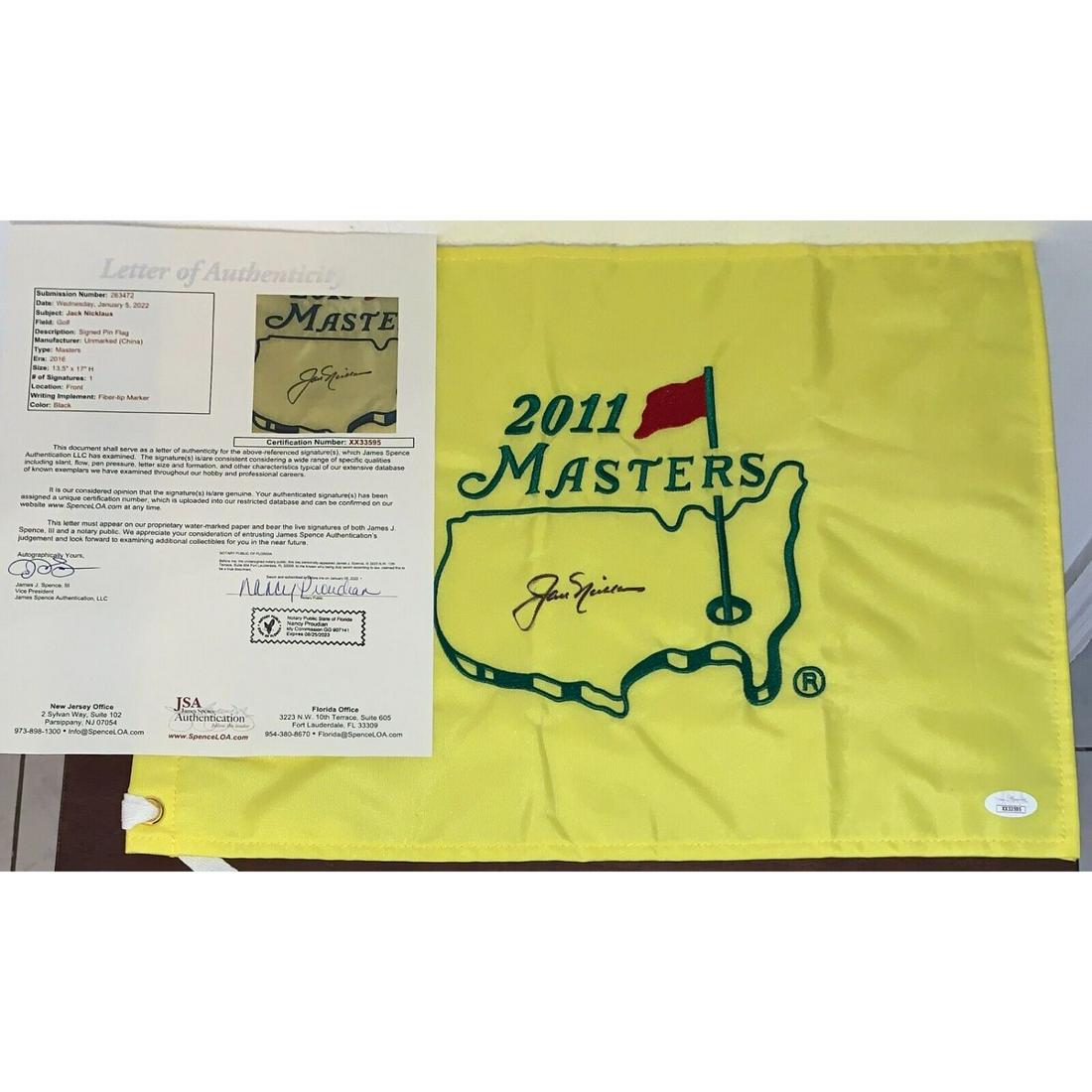 Jack Nicklaus PGA Signed Autographed Masters Flag 2018 JSA (1 of 1)