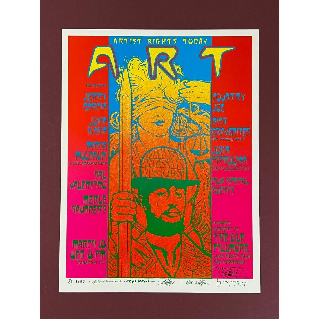 Artist Rights Today Poster Signed by Mouse 1987 w/ Jerry Garcia, Country Joe (1 of 1)