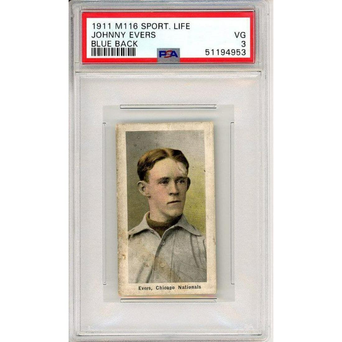 Vintage Johnny Evers 1911 M116 Sport Life ~Blue Back~ (PSA 3) (1 of 2)