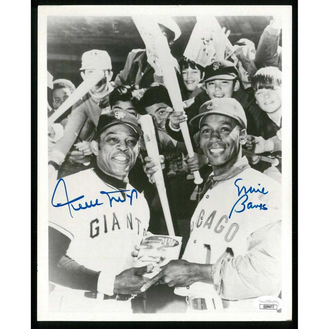 Willie Mays & Ernie Banks Dual Signed 8x10 Black & White Photo (JSA COA) (1 of 1)