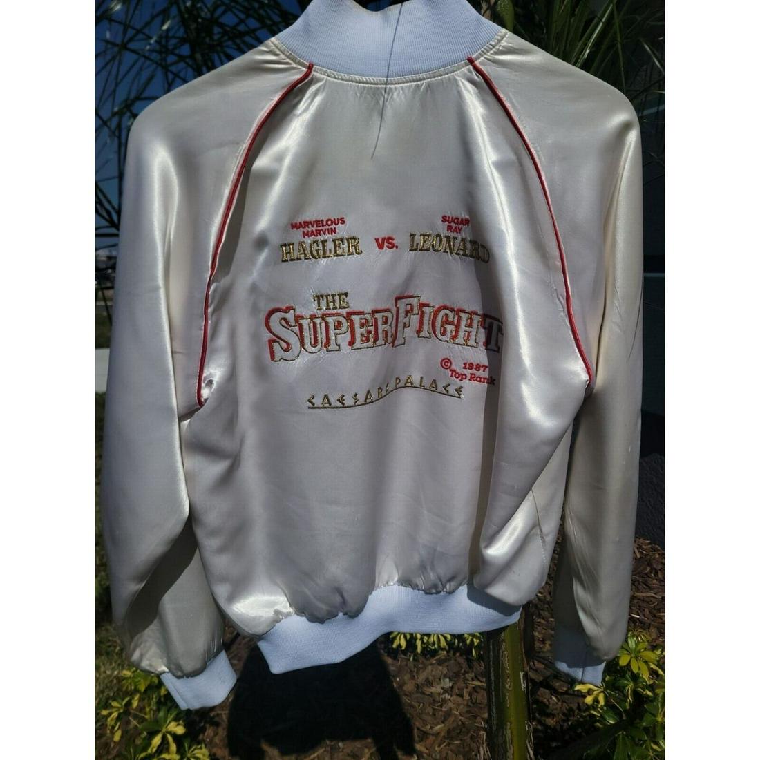 Vintage 1987 Satin Jacket SUGAR RAY Leonard vs MARVELOUS Marvin Hagler (1 of 2)