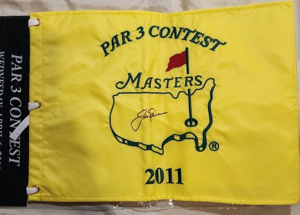 JACK NICKLAUS SIGNED MASTERS FLAG AUTHENIC PAR 3 2011 JSA COA Full Letter (1 of 2)