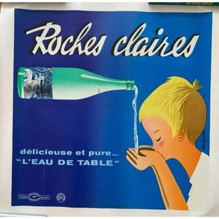 Original Vintage Roches Claires Poster - by Alain Gauthier - 1960s: Original Vintage Roches Claires Poster - by Alain Gauthier - 1960s ( ( 20 x 20 inches) )