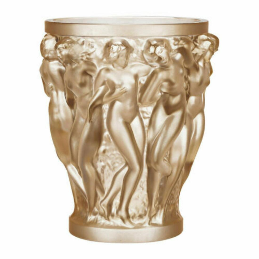 LALIQUE BACCHANTES VASE GOLD LUSTER CRYSTAL (5.75") (1 of 1)