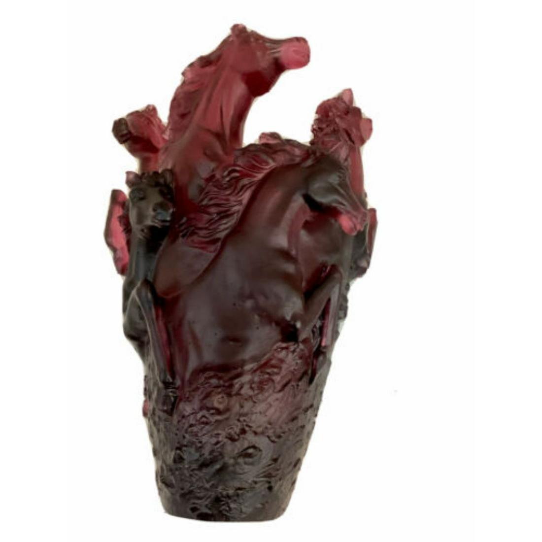 Pate De Verre Nancy Daum Style Xl Horse Vase H9â€ (1 of 2)
