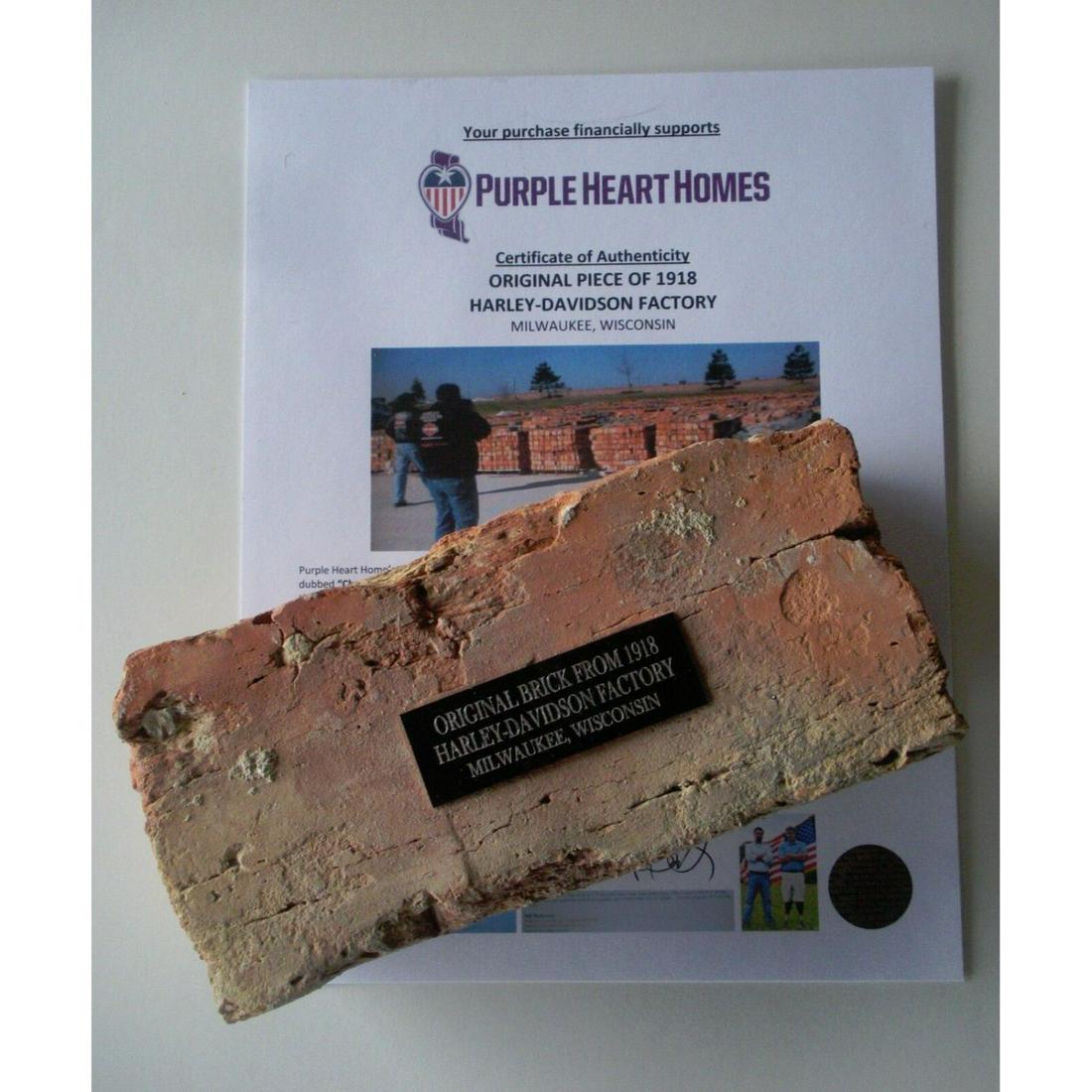 Original Brick From The 1918 Harley Davidson Factory W/COA (1 of 4)