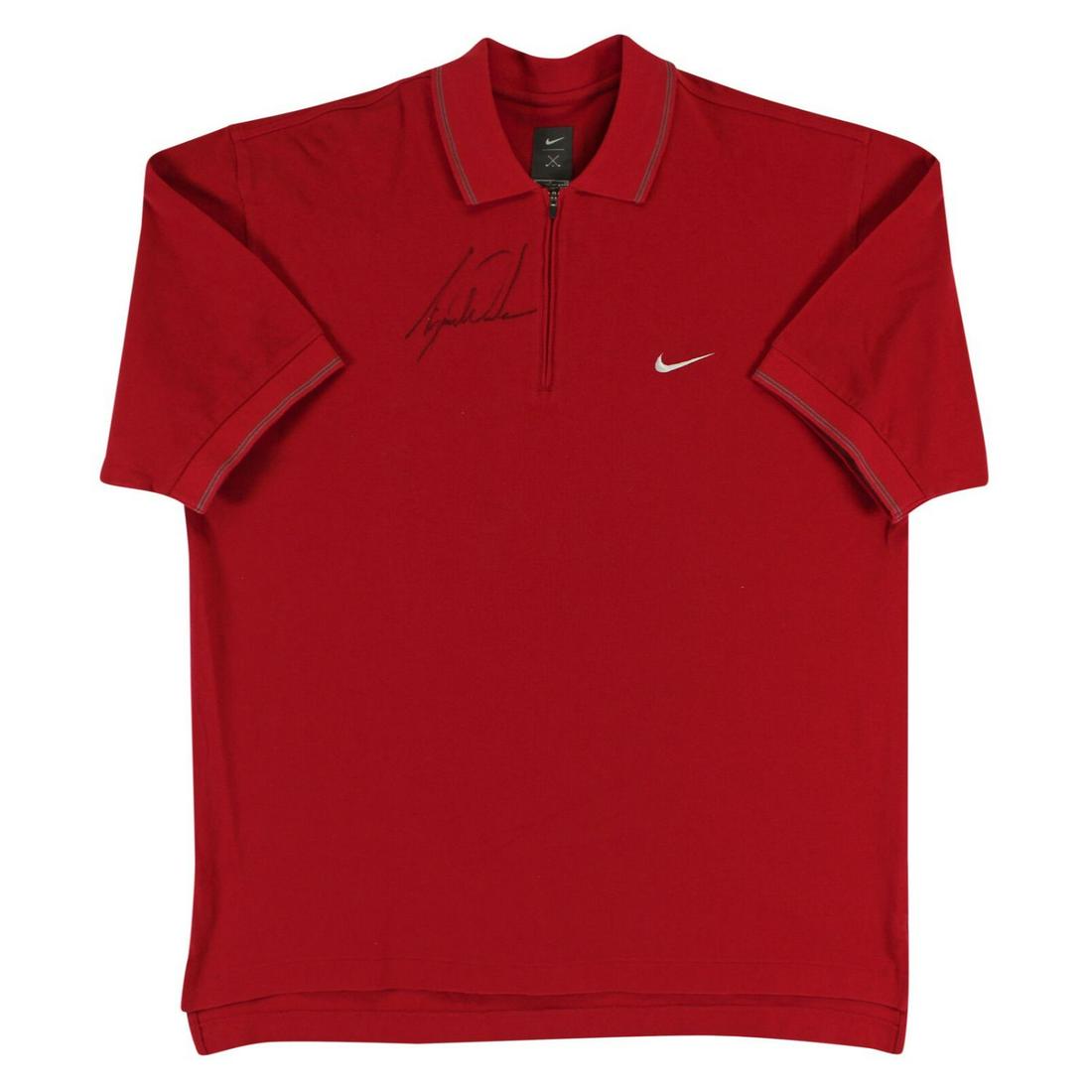Tiger Woods Authentic Signed Red Nike Polo Shirt Size Large BAS #AA06982 (1 of 2)