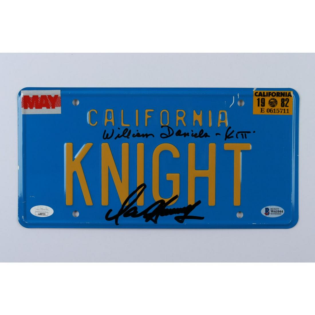 David Hasselhoff & William Daniels Signed "Knight Rider" 6x12 License Plate Inscribed "Kitt" (1 of 1)