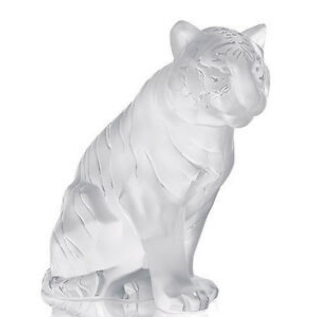 Brand New~ French Lalique Clear Art Glass Tiger Sculpture (5.2"x4.3") (1 of 2)