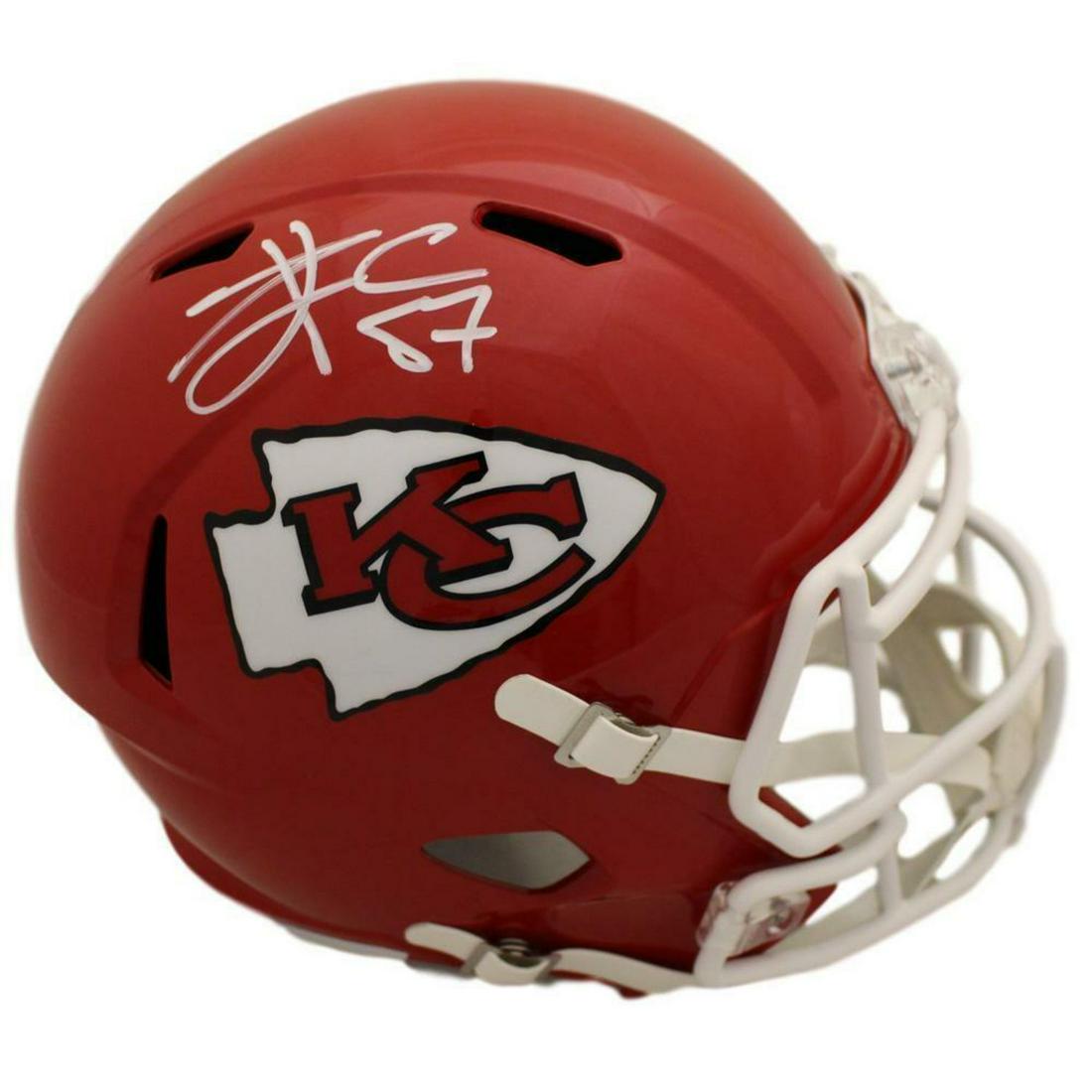 Travis Kelce Signed Full Size Kansas City Chiefs Helmet (Beckett COA) (1 of 1)