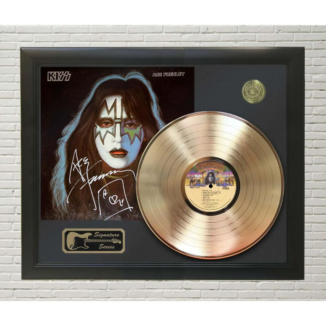 Kiss â€“ Ace Frehley Framed Replica Signature Gold LP Record Display M4 (1 of 1)