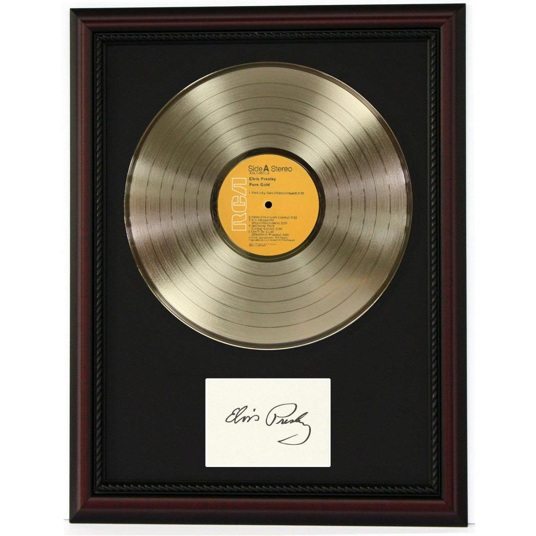 Elvis Presley Cherry Wood Gold LP Record Framed Ltd Replica Signature Display (1 of 1)