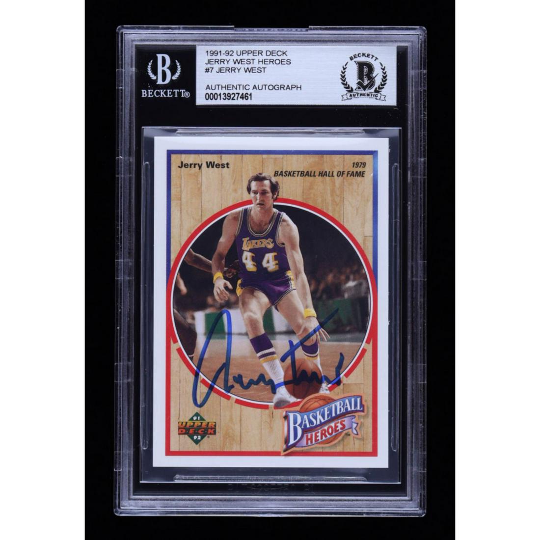 Jerry West Signed 1991-92 Upper Deck Jerry West Heroes #7 1979 Basketball / Hall of Fame (BGS) (1 of 1)
