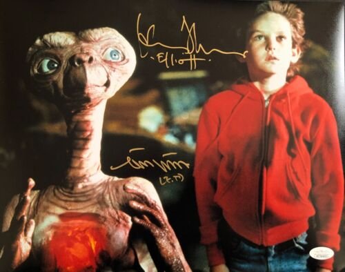 Henry Thomas & Matthew De Merrit dual signed 11x14 "E.T." Movie Photograph-JSA: Henry Thomas & Matthew De Merrit dual signed 11x14 "E.T." Movie Photograph-JSA