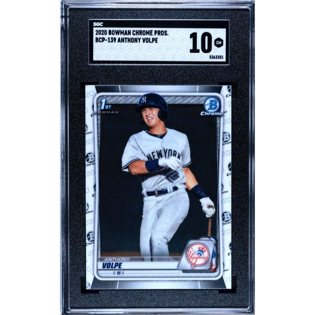 2020 Bowman Chrome Pros. BCP-139 Anthony Volpe SGC 10 Gem Mint Rookie (1 of 1)