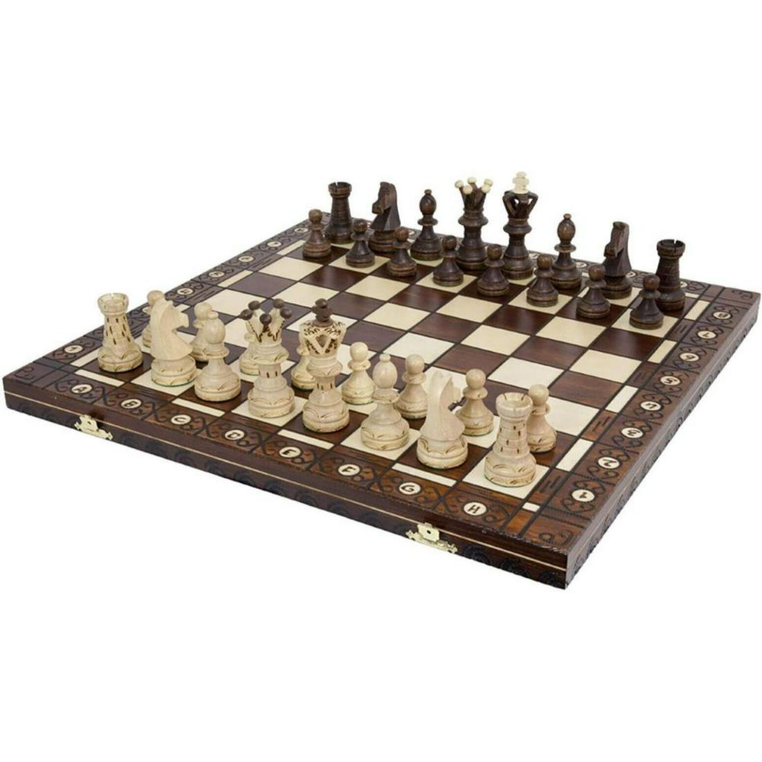 Vintage~ Handmade Wooden Chess Set W/ Board (1 of 1)