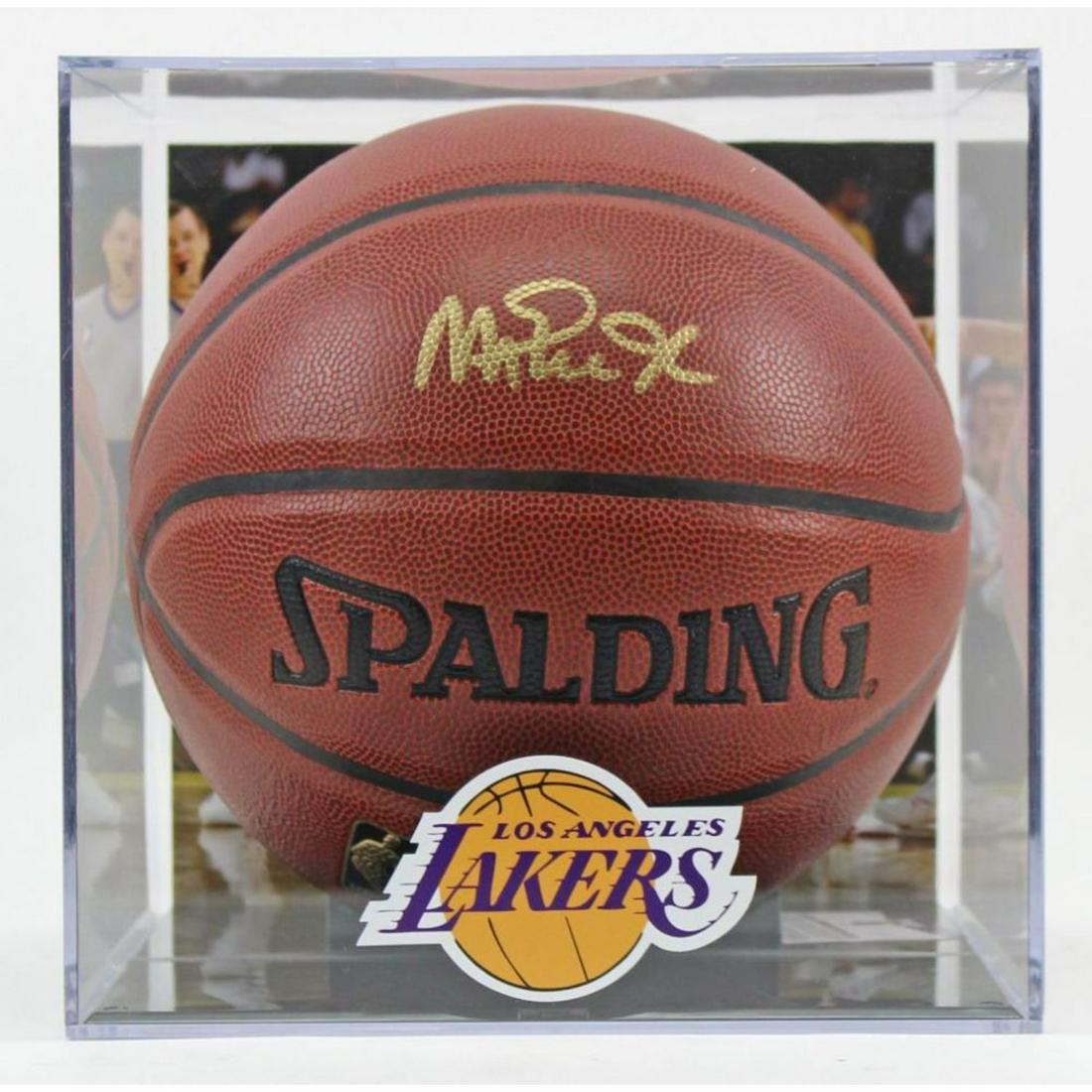 Magic Johnson Signed NBA Game Ball Series Basketball with High-Quality Display Case (1 of 1)