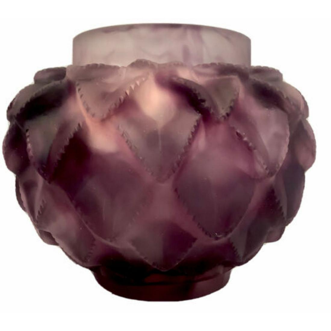 LALIQUE Style Purple Crystal Languedoc Vase Xxxl 12â€ Wide 7 â€œ Tall Heavy 11lb (1 of 2)