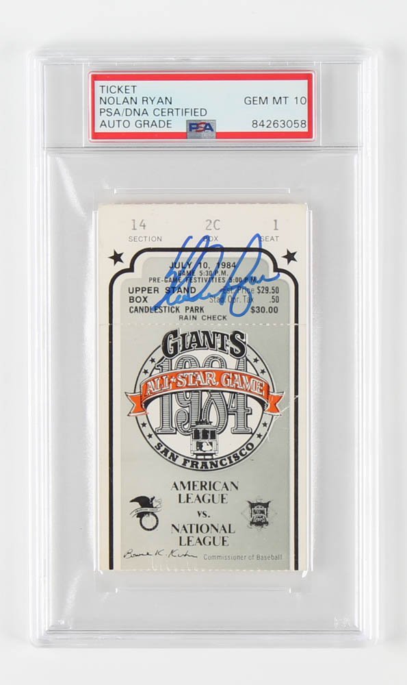 Nolan Ryan Signed Original 1984 All Star Game Ticket Stub (PSA Encapsulated) (1 of 1)