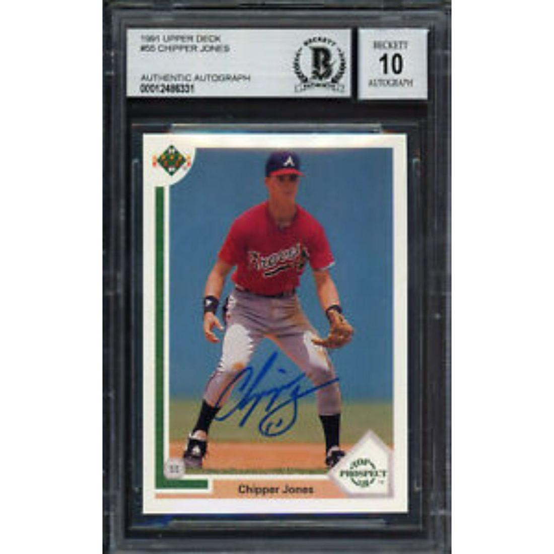 Chipper Jones Signed 1991 Upper Deck Rookie Card #55 (Beckett 10 Auto) (1 of 1)