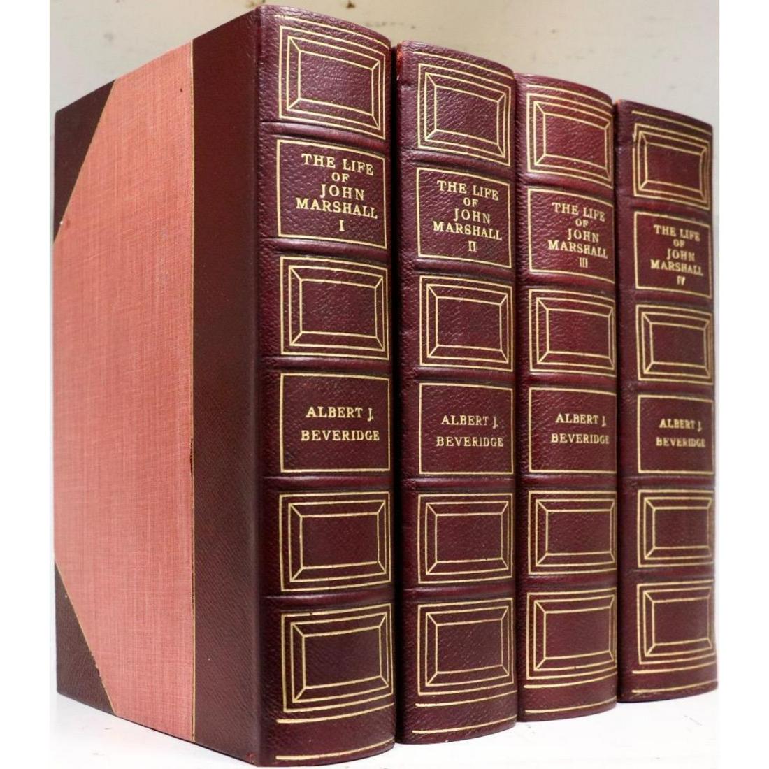 1916 "The Life Of John Marshall" 4 Vol. Set By Albert J. Beveridge: 1916 "The Life Of John Marshall" 4 Vol. Set By Albert J. Beveridge. HIS COMPLETE FOUR VOLUME SET IS IN NEAR FINE CONDITION BEAUTIFULLY BOUND BY THE RIVERSIDE PRESS IN 3/4 LEATHER WITH SIX COMPARTMENTS