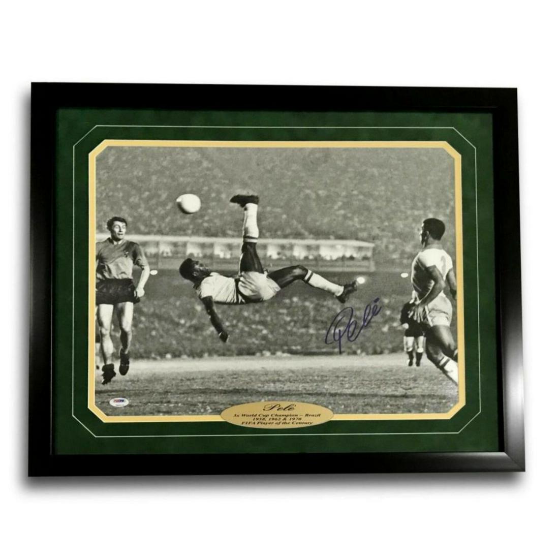 Pele Signed 16x20 Framed "Bicycle Kick" Autograph 16x PSA/DNA COA Brazil Cosmos (1 of 1)