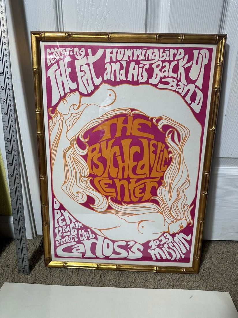 Original Vtg 1960s Concert Poster Mission Club San Francisco Psychedelic Nouveau (1 of 1)
