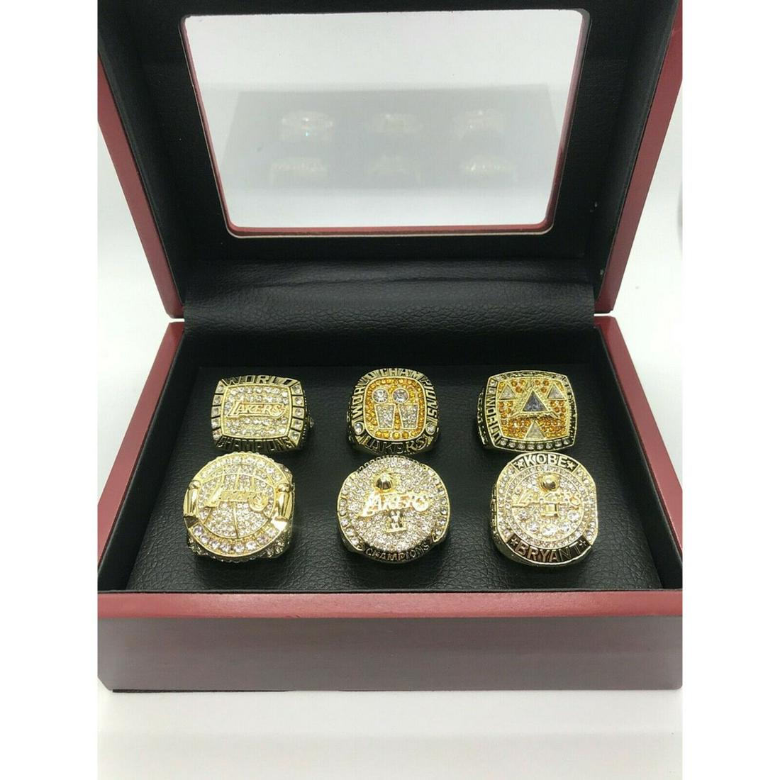 6 Pcs Kobe Bryant Los Angeles Lakers Championship Ring set With Box (1 of 1)
