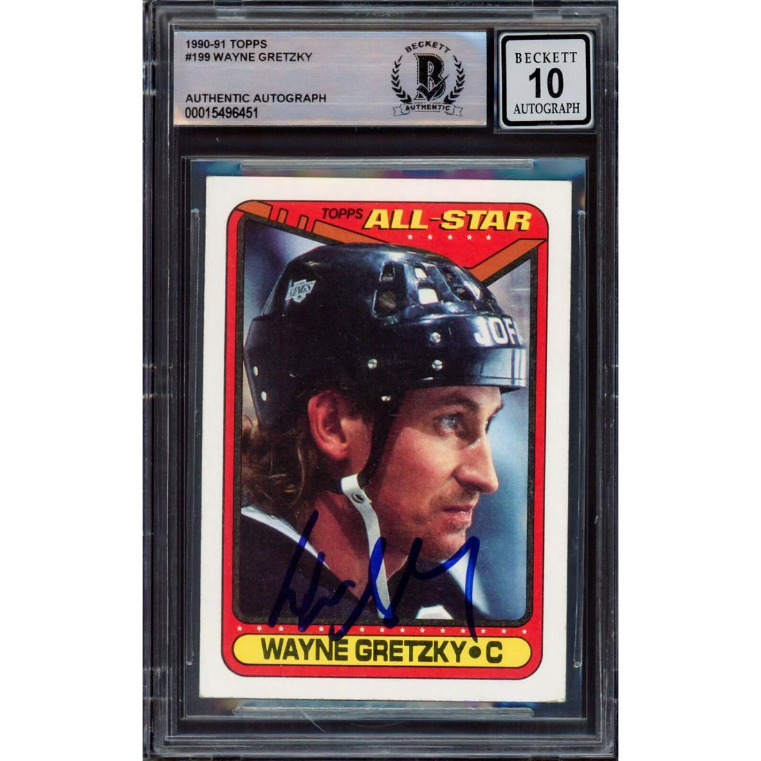 Wayne Gretzky Signed 1990-91 Topps #199 (Beckett 10 Auto) (1 of 2)