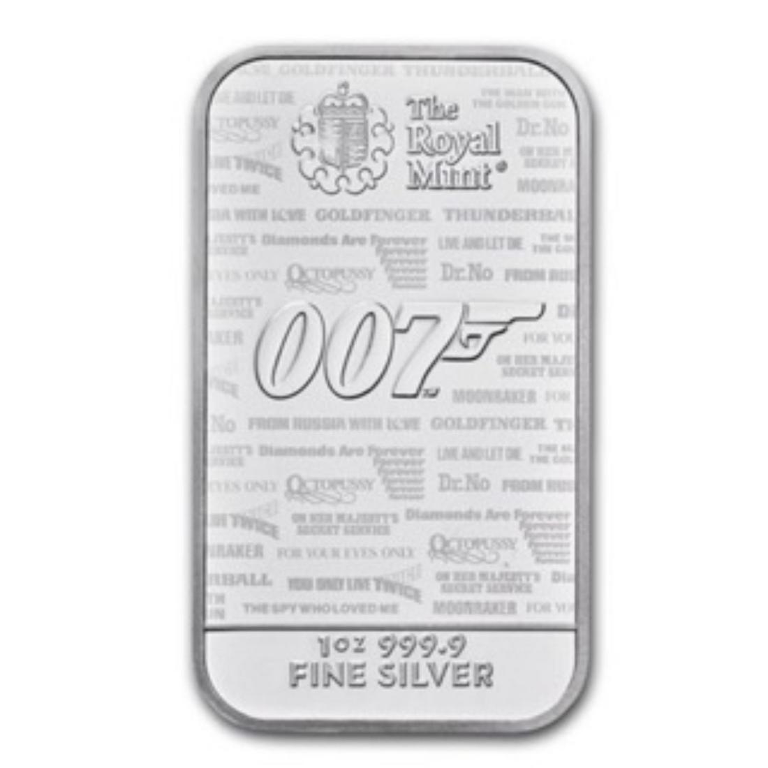 2020 007 JAMES BOND NO TIME TO DIE Royal Mint British 1 OZ .999 FINE SILVER BAR: 2020 007 JAMES BOND NO TIME TO DIE Royal Mint British 1 OZ .999 FINE SILVER BAR