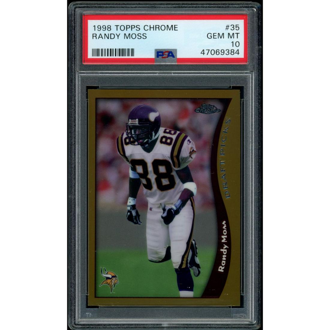 1998 Topps Chrome #35 Randy Moss Rookie Card RC Vikings Graded PSA 10 GEM MINT (1 of 1)
