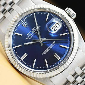 ROLEX MENS DATEJUST BLUE DIAL 18K WHITE GOLD & STAINLESS STEEL WATCH (1 of 2)