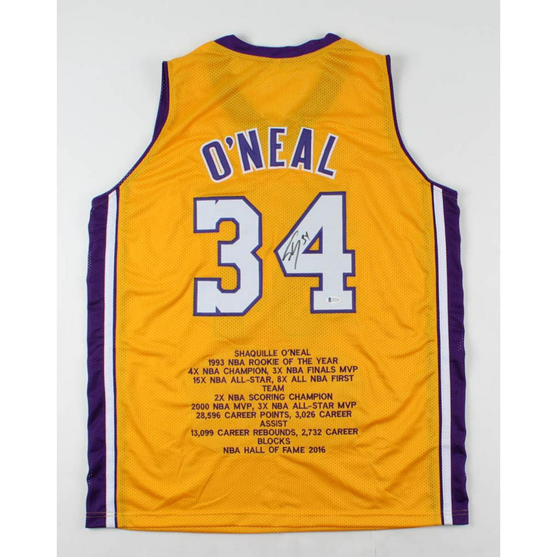 Shaquille O'Neal Signed Career Highlight Stat Jersey (Beckett Hologram) (1 of 1)