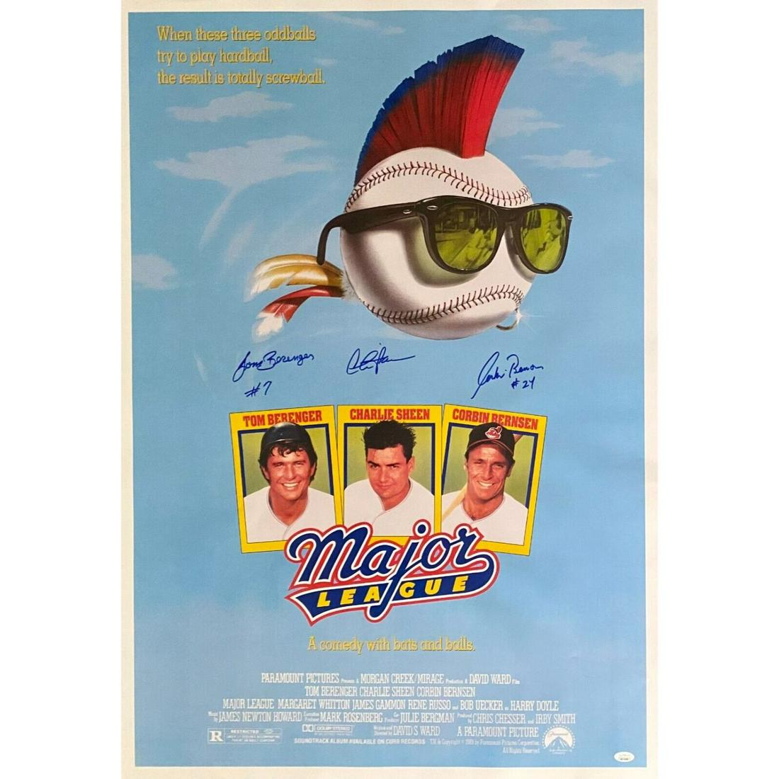 Charlie Sheen Tom Berenger Corbin Bernsen Signed 24x36 Movie Poster JSA (1 of 1)