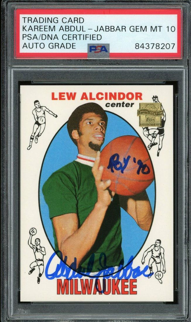 Kareem Abdul Jabbar Signed 2001 Topps Inscribed "ROY '90" (PSA 10 Auto) (1 of 2)
