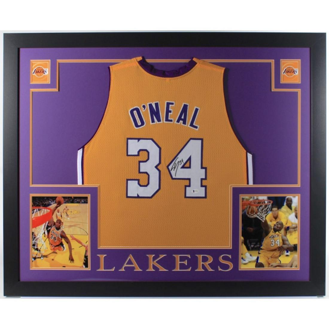 Shaquille O'Neal Signed 35x43 Custom Framed Jersey (Beckett COA) (1 of 1)