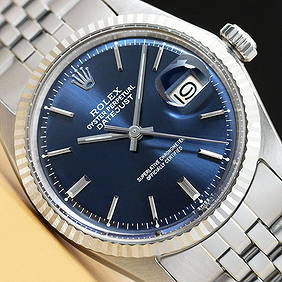 ROLEX MENS DATEJUST BLUE DIAL 18K WHITE GOLD/STAINLESS STEEL WATCH & ROLEX BAND (1 of 2)
