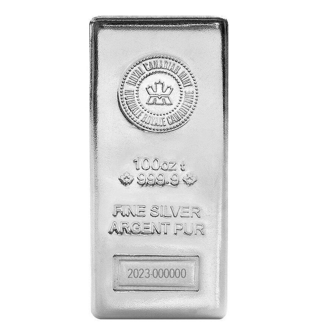 100 oz .9999 Fine Silver Bar (Royal Canadian Mint) (1 of 2)